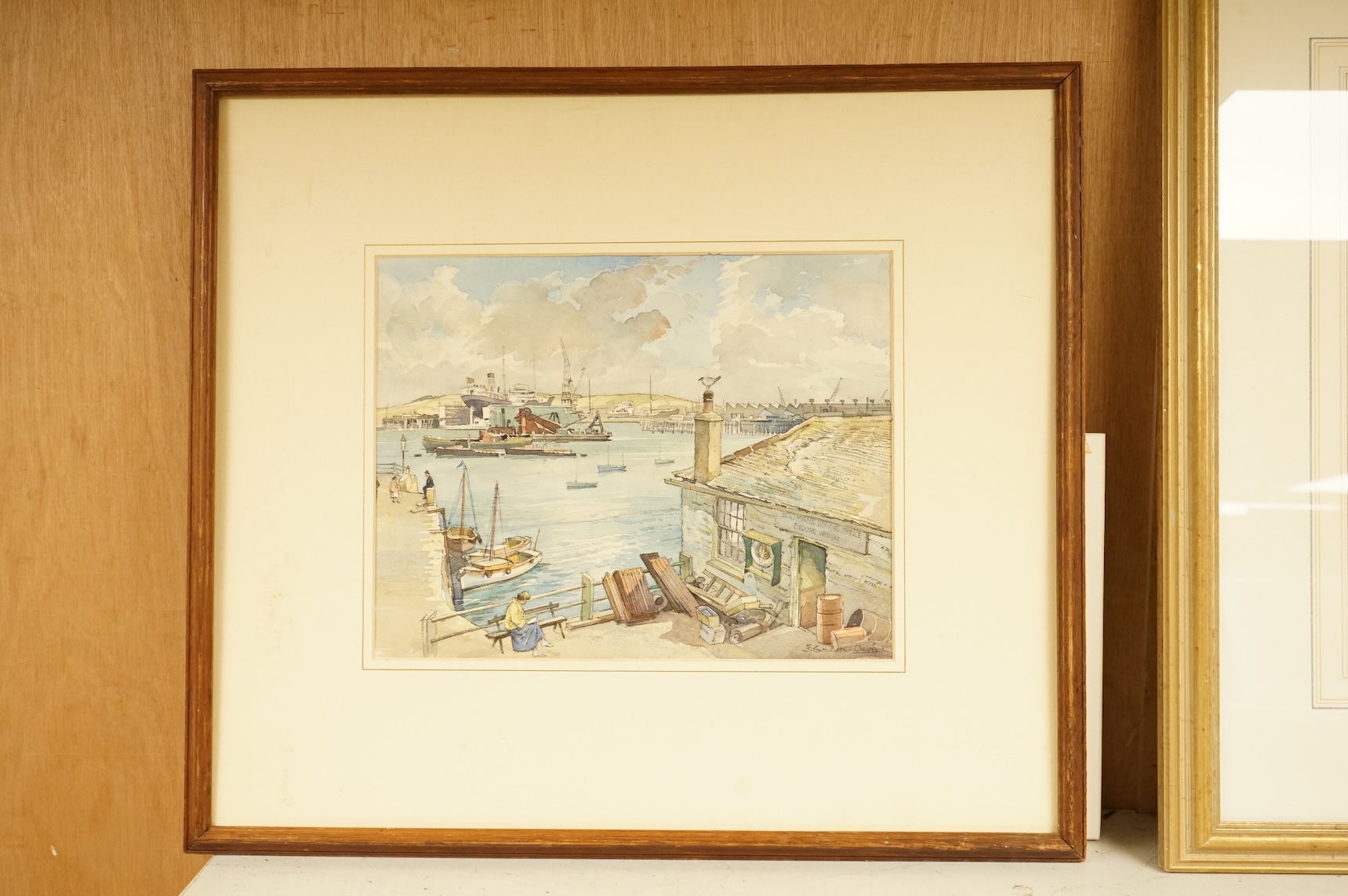 Frederick Coulson Davis (1891–) , ‘Falmouth Harbour, Devon’, signed, details verso, watercolour, 27 x 36cm